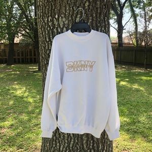 White and Gold DKNY White Crewneck Sweatshirt